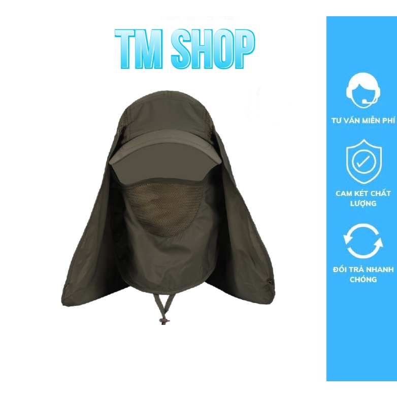 Nón Mũ Chống Nắng Nam Giới Trùm Đầu Kiểu Lưỡi Trai Có Khăn Che Nắng Vải Gió Phù Hợp Đi Phượt Và Câu Cá