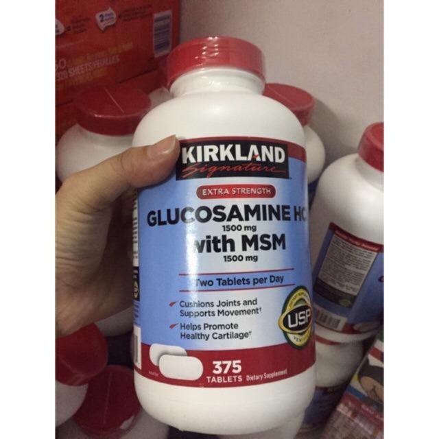 Glucosamine HCL 1500mg Kirkland With MSM 1500mg hộp 375 viên Glucosamine HCL 1500mg Kirkland With MSM 1500mg