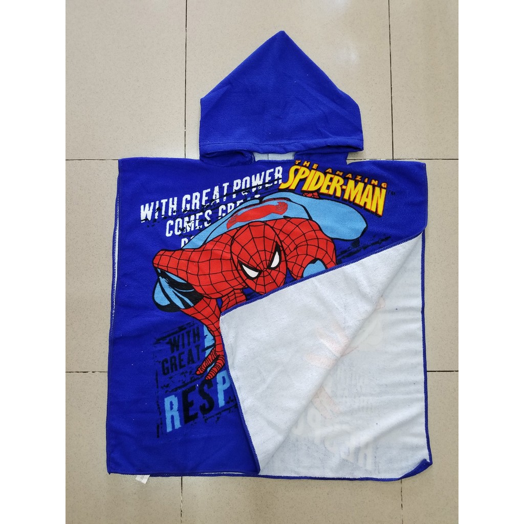 Áo choàng tắm hoạt hình spiderman xe hơi khủng long bé trai đi biển đi bơi