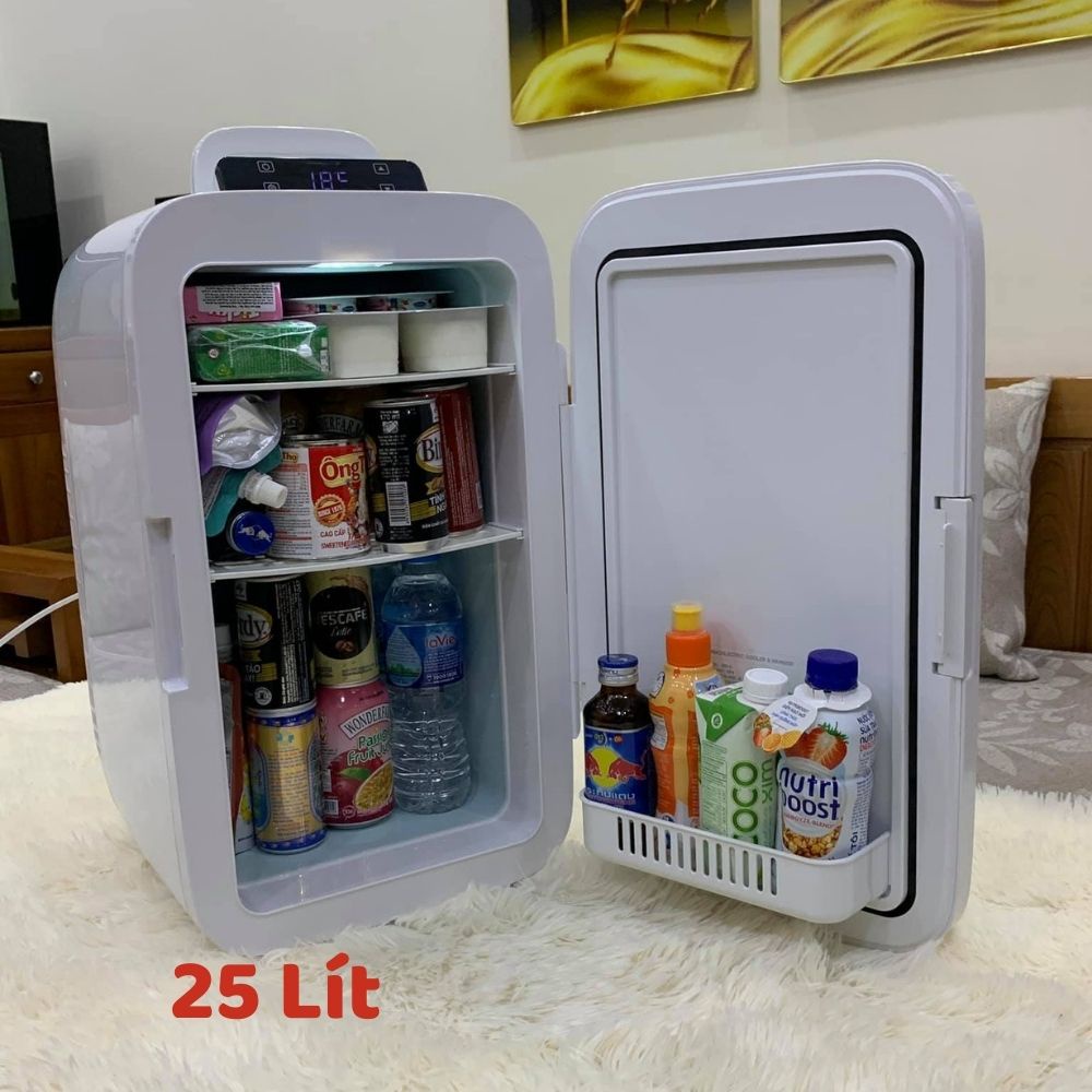 Tủ lạnh mini Kemin đựng sữa, mỹ phẩm 16-22-25 lít điều chỉnh nhiệt độ 2 chiều làm mát tự động mặt kính cường lực 50 -60W