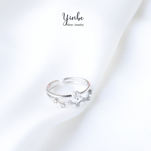 Nhẫn nữ bạc 925 nhẫn mặt đính đá kiểu nhẫn vương miện Yinbesilver