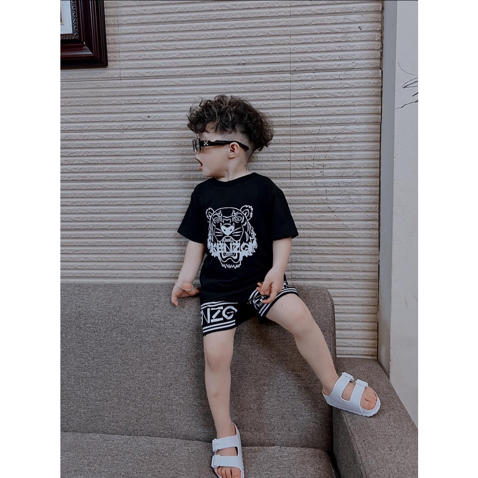 Set bộ quần đùi áo thun bé trai họa tiết K.e.n.z.o vải cotton mềm mịn, thoáng mát