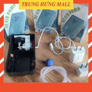 Máy sục sủi thổi khí oxy dùng pin, dùng sạc dự phòng và củ sạc.