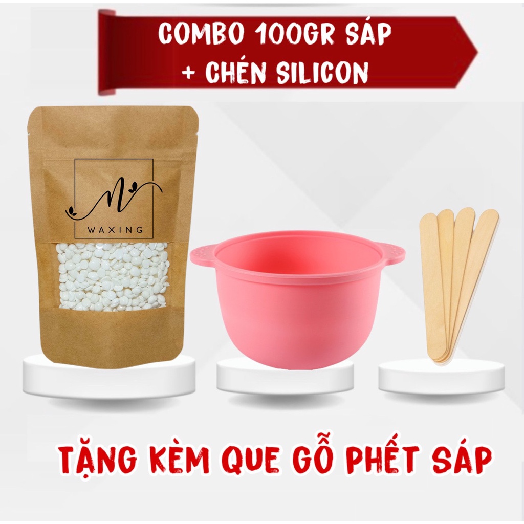 Combo 100gr Sáp Wax Lông và Chén Silicon Chống Dính