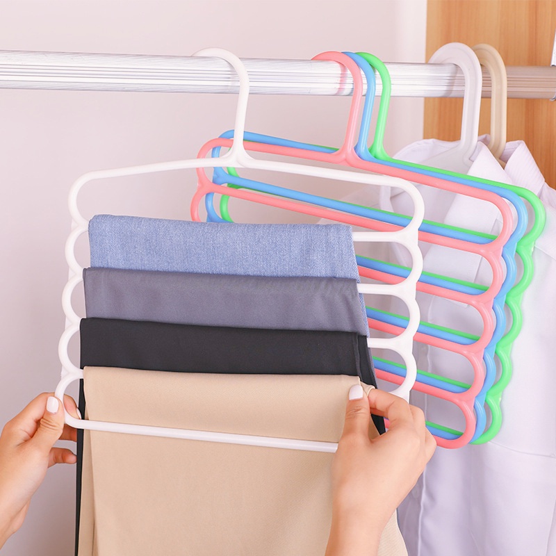 Thanh treo móc quần áo Năm Tầng Dày Dặn Tiết Kiệm Không Gian Chống Trượt Sáng Tạo