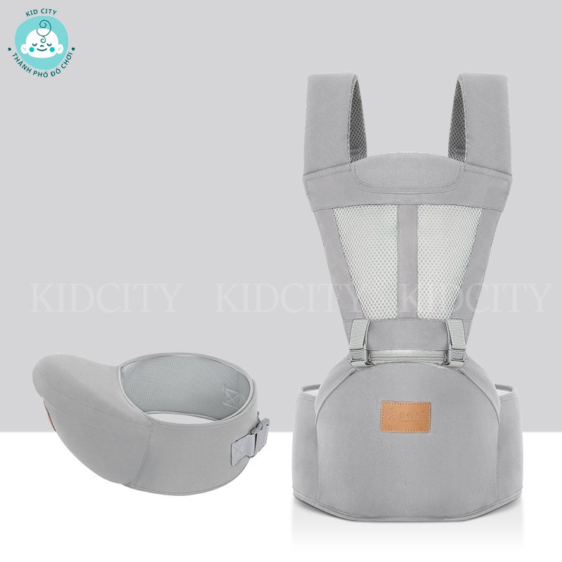 Địu em bé Aiyuanmei 6 tư thế, có bệ đỡ trợ lực, túi đựng đồ, chống gù