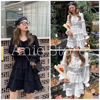 Váy viền bèo nữ 🦋 đầm nữ buộc nơ viền tầng 2 màu 🦋