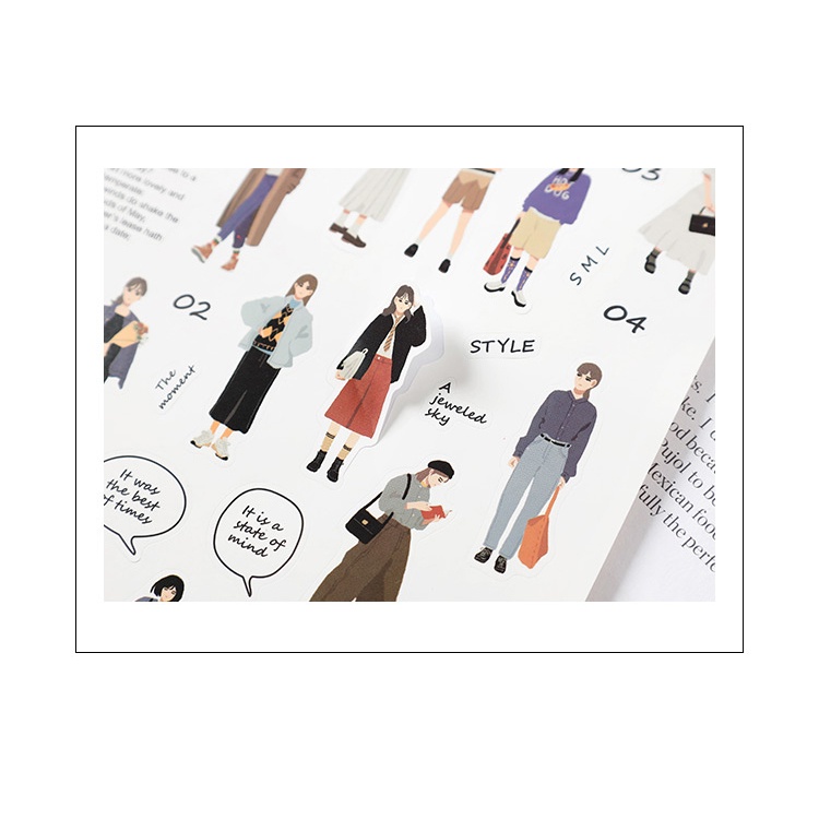 Flowertree 1 Sticker Dán Hình Cô Gái Đường Phố Trang Trí Scrapbook
