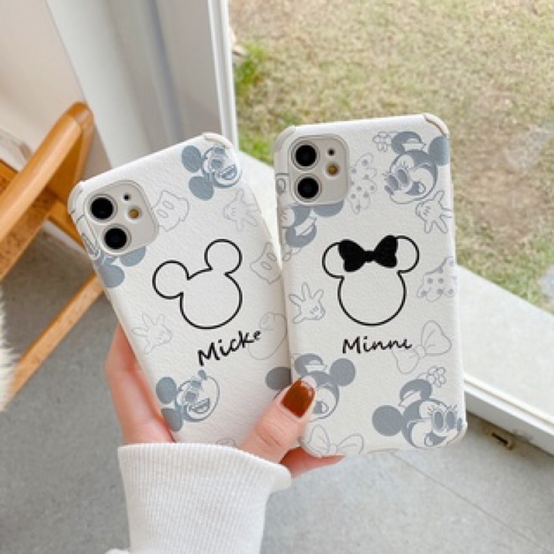 Ốp Lưng Case IPhone Mặt Da Trong Dẻo Mickey&Minne Chống Trầy Chống Sốc Cho IPhone Từ 6/6g Đến 12 Promax