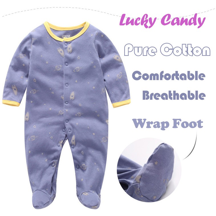 💥SALES💥 3PCS Baby Rompers Wrap Foot Boy and Girl 0-12M Long Sleeve Baby Clothing Baby One Piece Baby Jumpsuit With Socks