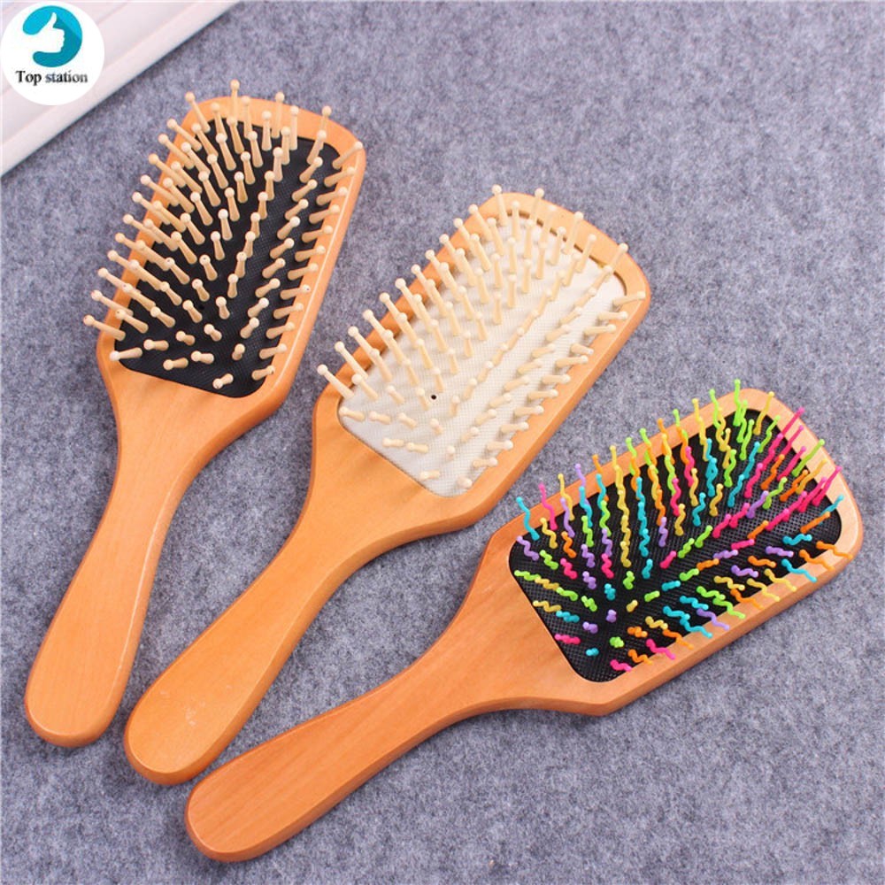 [Hàng mới về] Lược chải tóc mát xa đầu chống tĩnh điện bằng gỗ