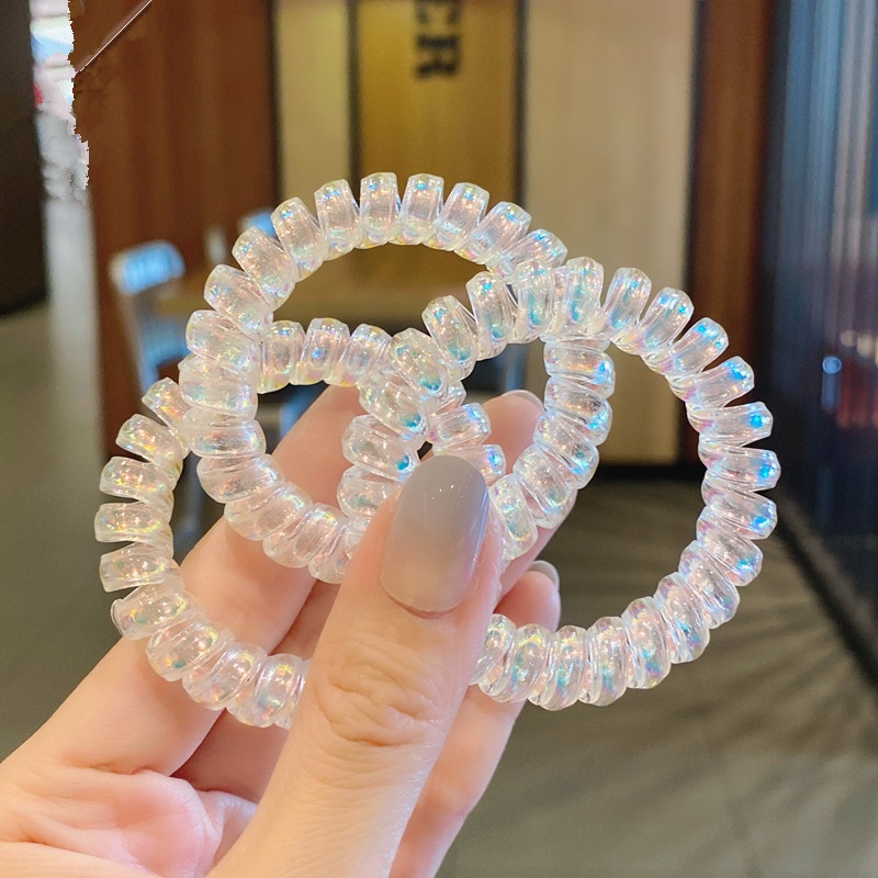 Dây cột tóc co giãn dạng xoắn ốc trong suốt dễ thương cho nữ