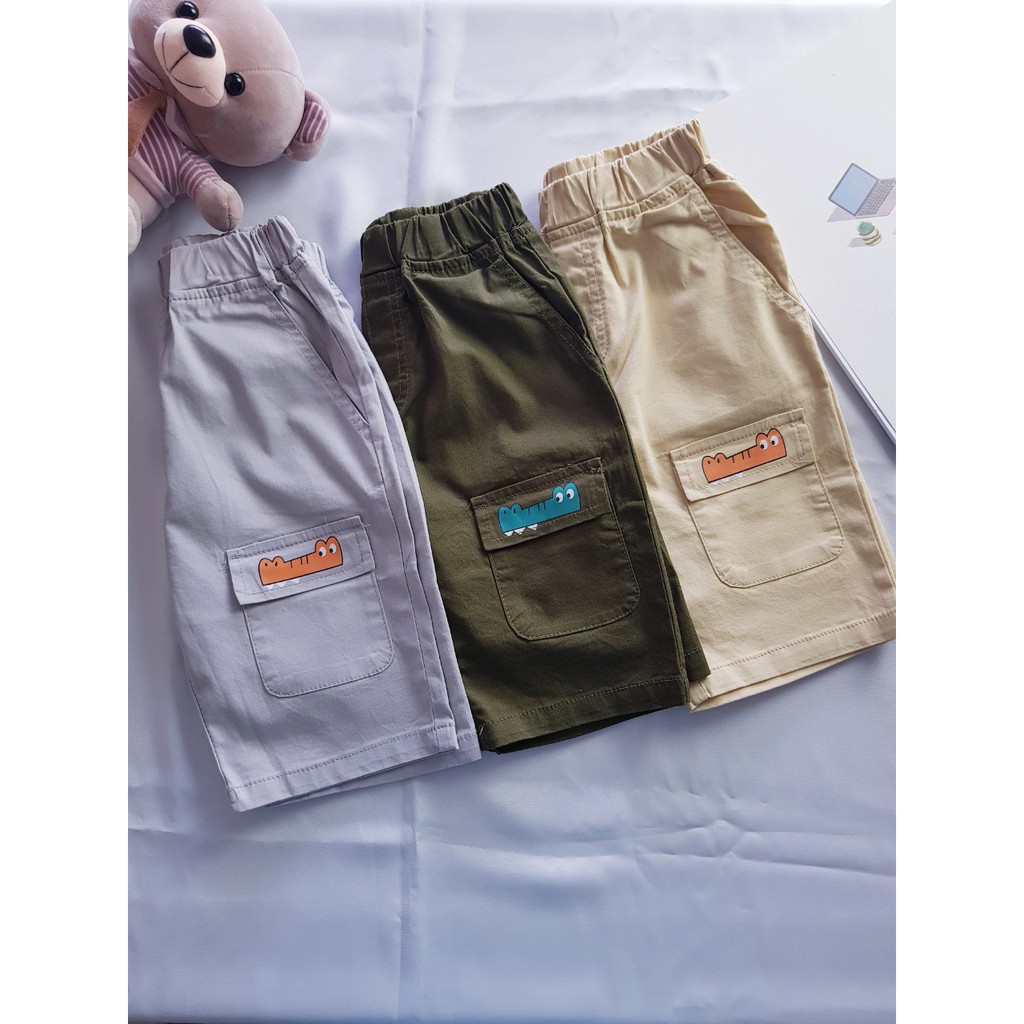 Quần Kaki Bé Trai RIGHT EURO Quần Short Cho Bé Họa Tiết Dinosaur Chất Kaki Xuất Âu Mỹ 045