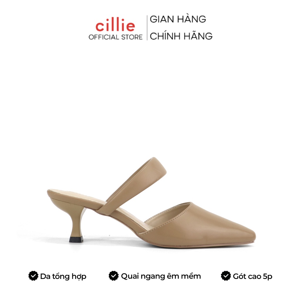Giày sục cao gót slingback nữ mũi nhọn thanh lịch quai ngang thời trang fashion gót nhọn cao 5cm đi làm Cillie 1078