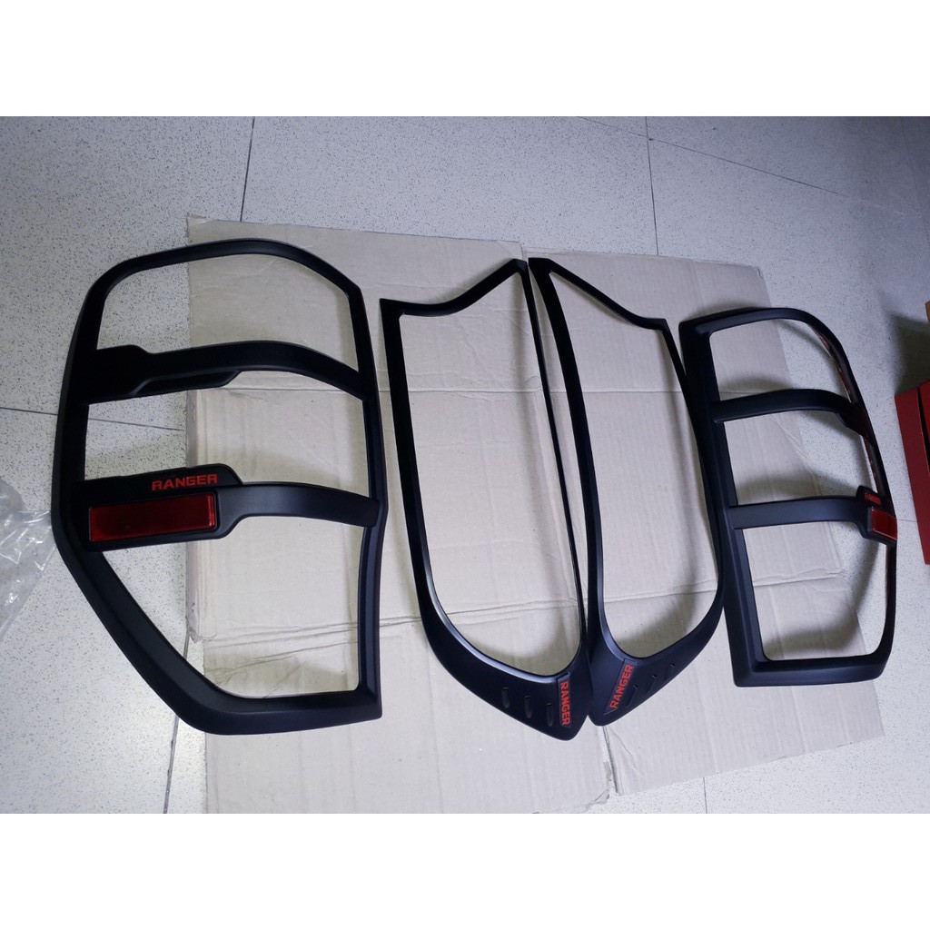 Ốp viền đèn pha, hậu xe Ford Ranger 2016-2019 nhựa đen, chuẩn fom xe