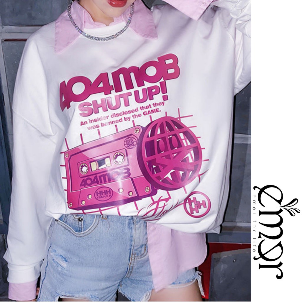 Áo thun DÀI TAY Unisex E'mer 404MOB Basic Tee Áo Phông Nam Nữ Lỡ Oversize Form Rộng Sweater Ulzzang Hàn Quốc Chính Hãng