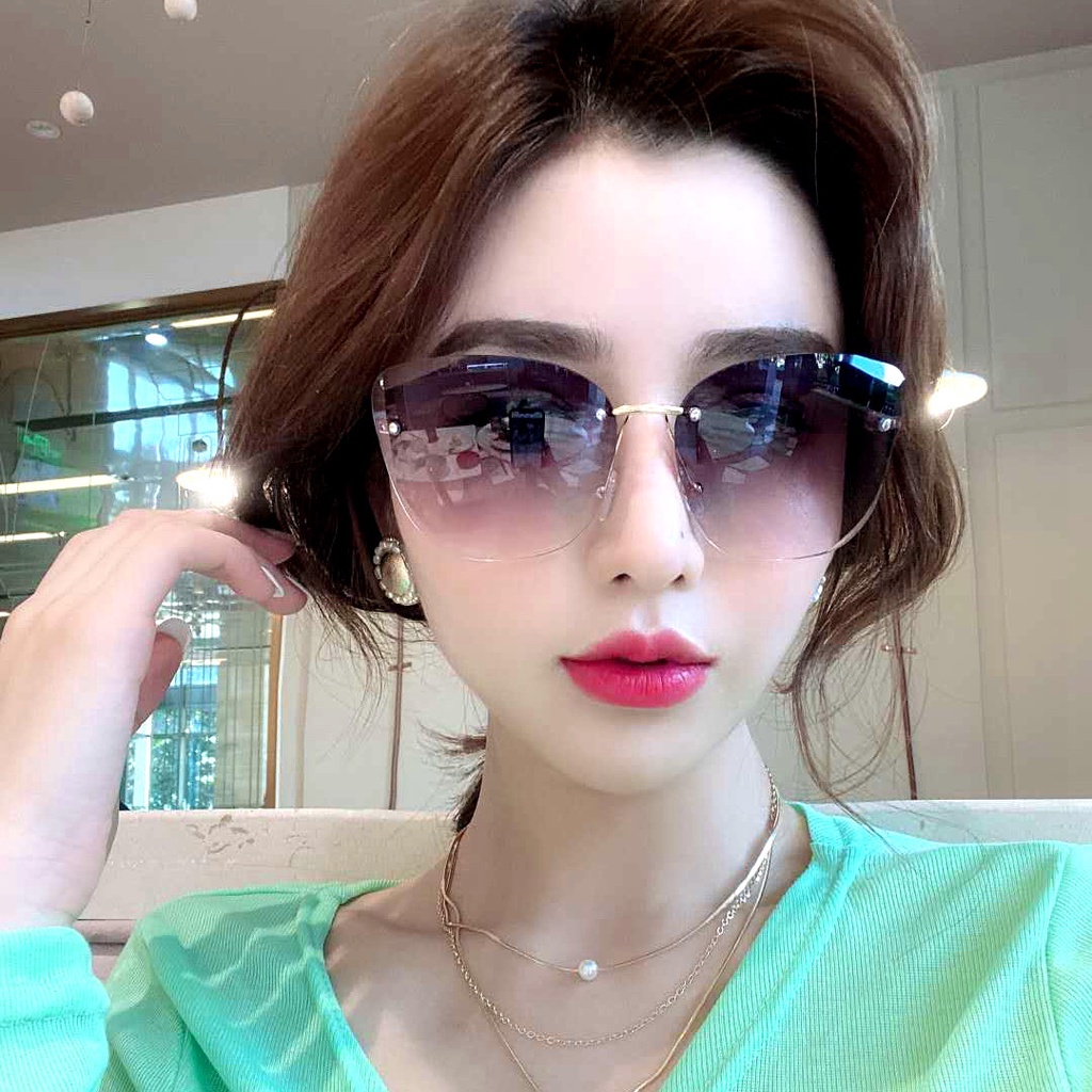 Kính mát nữ không viền khung hợp kim không gỉ chống tia UV400 cao cấp thời trang Hàn Quốc Lémi accessories
