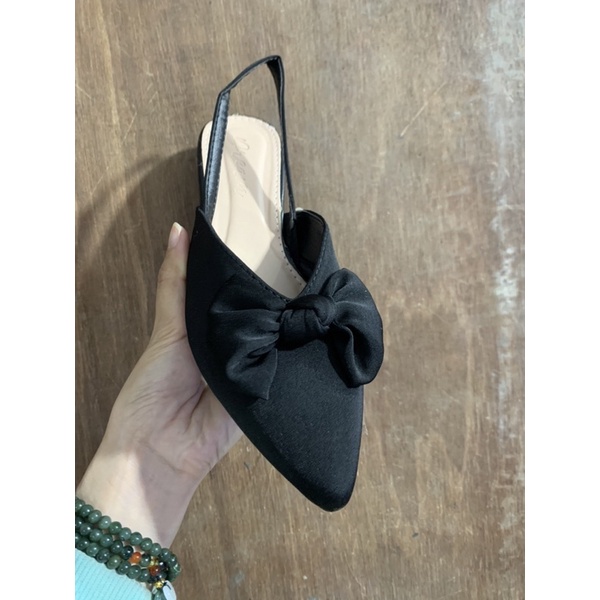 Giày sandal nữ nơ đế 2p mũi nhọn siêu nhẹ vnxk êm chân rẻ đẹp thời trang