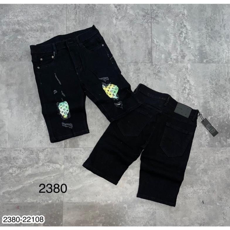 Quần Bò Ngố Nam Rách Nhẹ Vá Ống LV Cực Hot - Quần Jean Ngố Nam LV Hot Hít