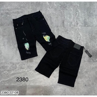 Quần bò ngố nam rách nhẹ vá ống lv cực hot - quần jean ngố nam lv hot hít
