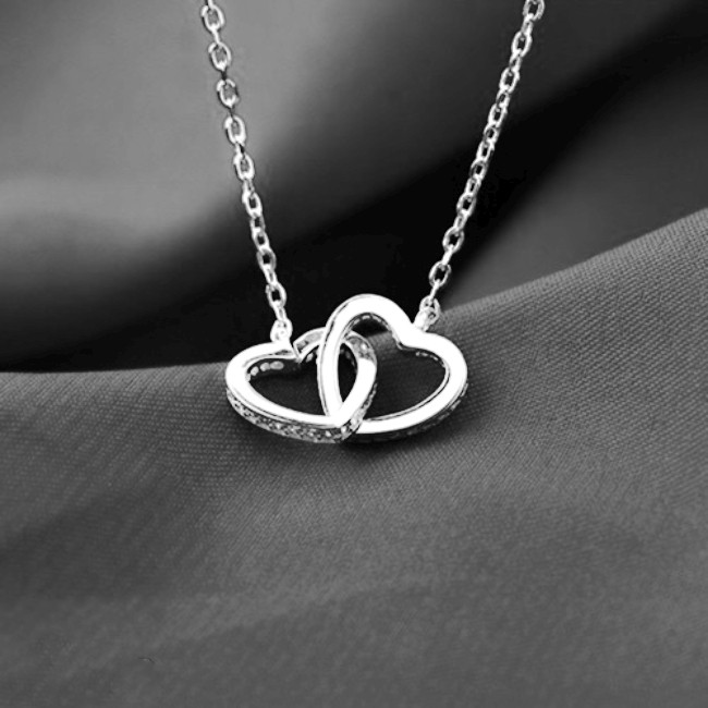 Dây Chuyền Bạc Nữ S925 Caobac Silver Hoạ Tiết Tim Lồng Tim Phong Cách Đơn Giản Tinh Tế