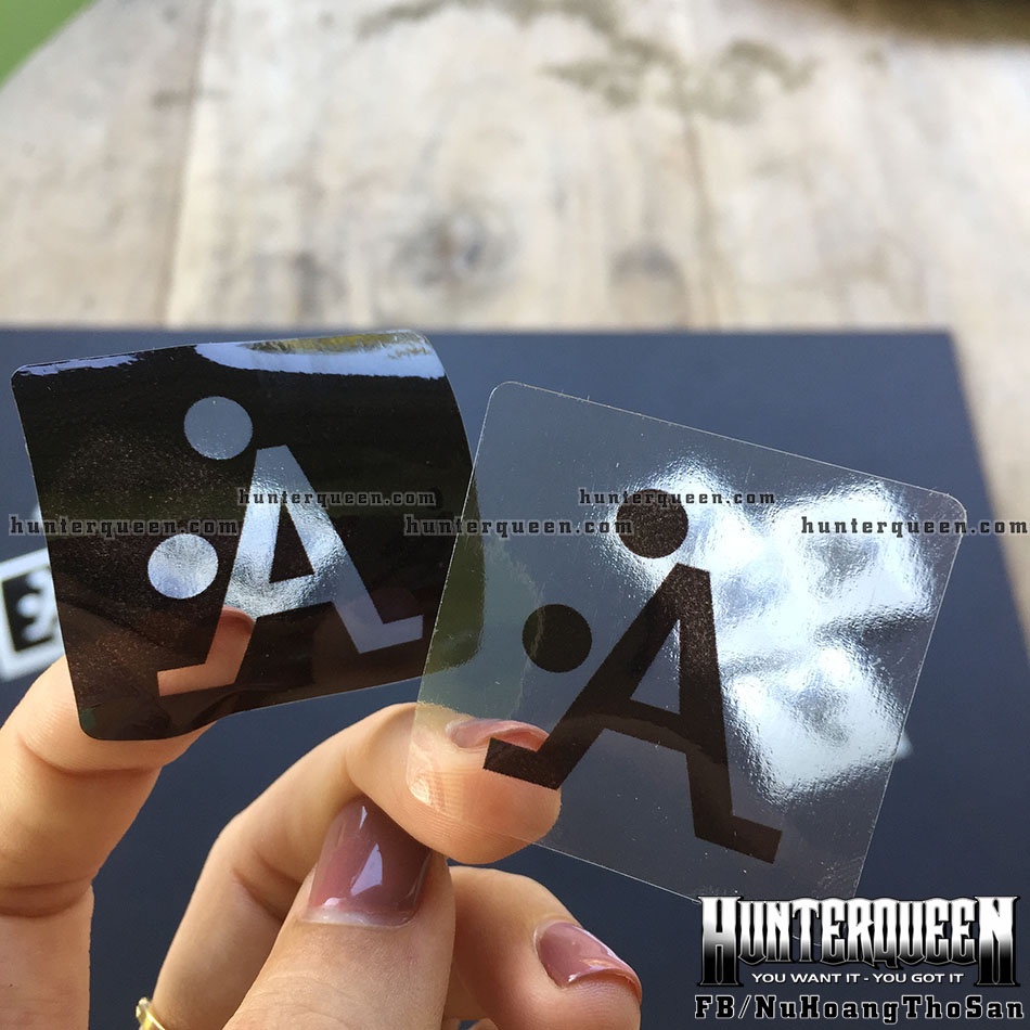 Combo 4 logo chữ AA [4 x 4cm] bựa nhân trong suốt xuyên thấu. Decal cao cấp chống nước không bay màu