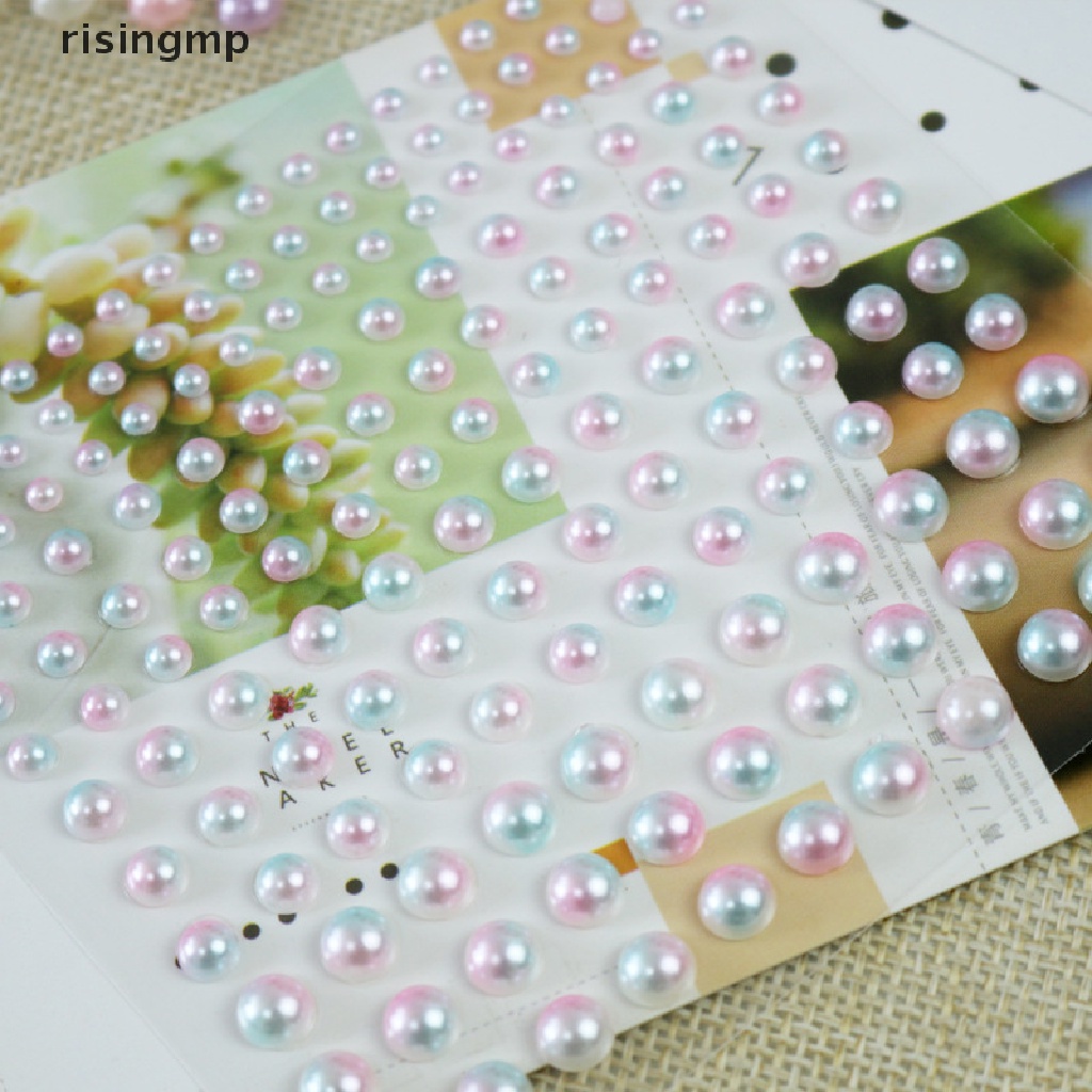 Set 165 Miếng Dán Hình Bán Nguyệt Đính Ngọc Trai Trang Trí Sổ Tay DIY ♨Trên đó