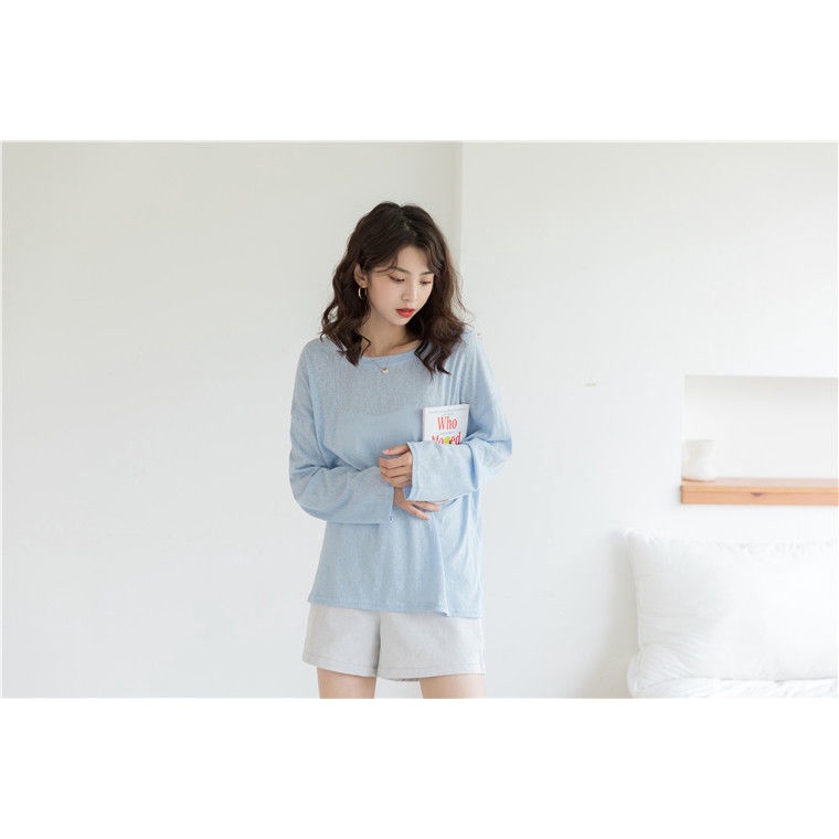 Áo Thun Dệt Kim Mỏng Tay Dài Dáng Rộng Màu Trơn Phong Cách Hàn Quốc Thời Trang 2022 Dễ Phối Đồ | BigBuy360 - bigbuy360.vn