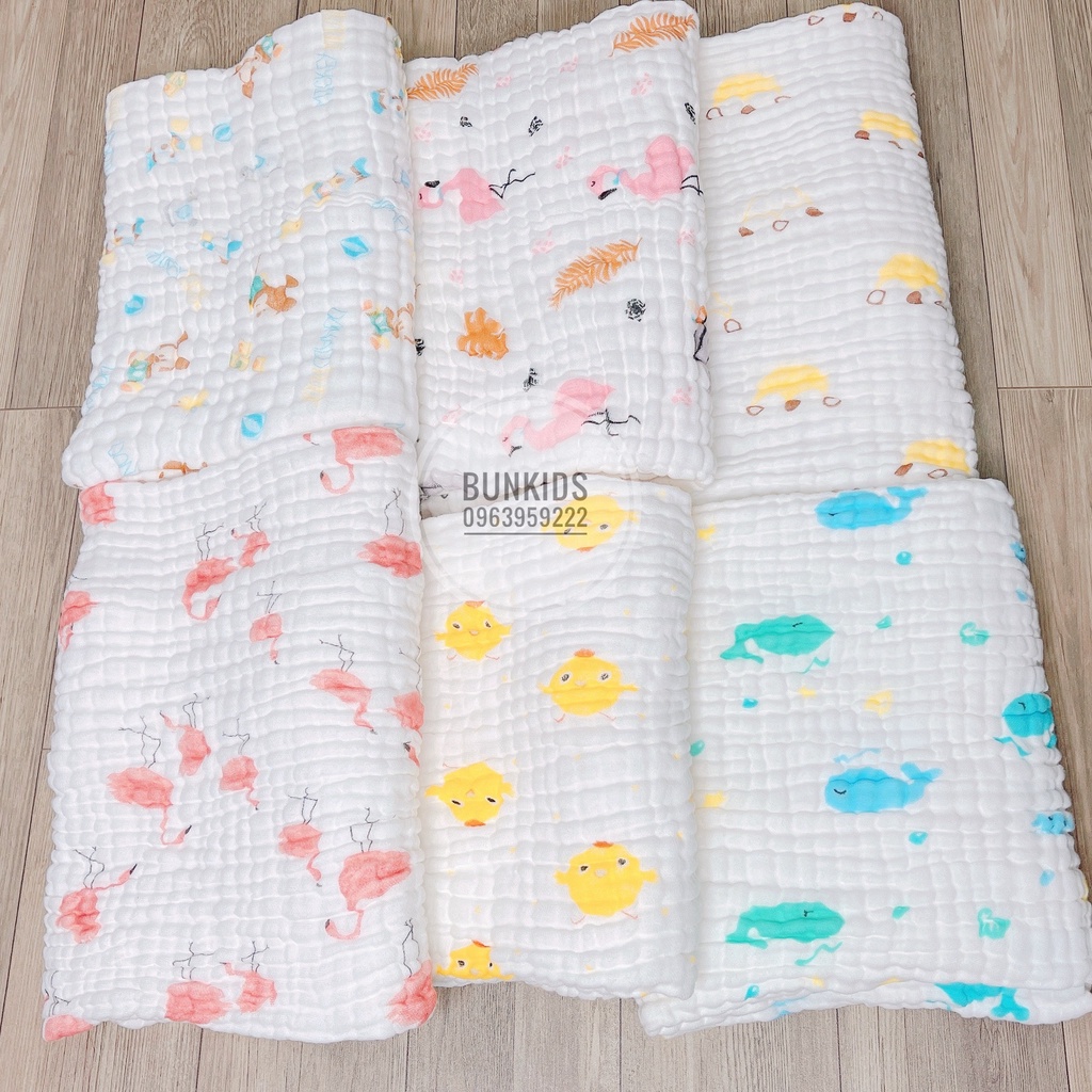 KHĂN TẮM XÔ 6 LỚP SIÊU MỀM MẠI 110x110cm  100% COTTON MẬT ĐỘ DỆT DÀY DẶN tắm bé sơ sinh