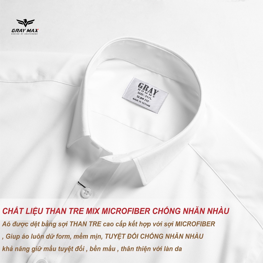 Áo sơ mi nam tay ngắn công sở cao cấp, Sợi Bamboo kháng khuẩn, khử mùi, chống Nhăn