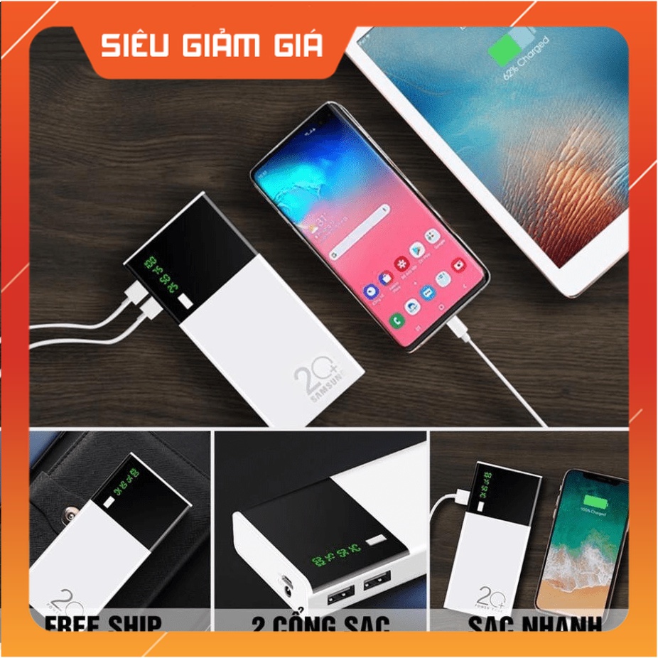 Sạc dự phòng, Pin dự phòng 30000mAh 2 cổng USB Sạc nhanh, nhỏ gọn tiện lợi Tích Hợp Sạc Nhanh Fast Charge |Phutuan