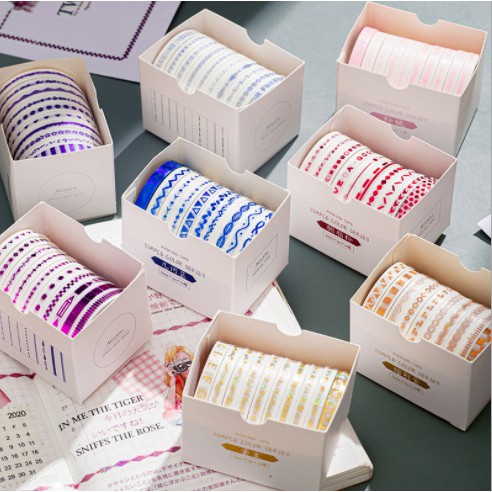 Combo 10 cuộn washi tape mini họa tiết xinh xắn