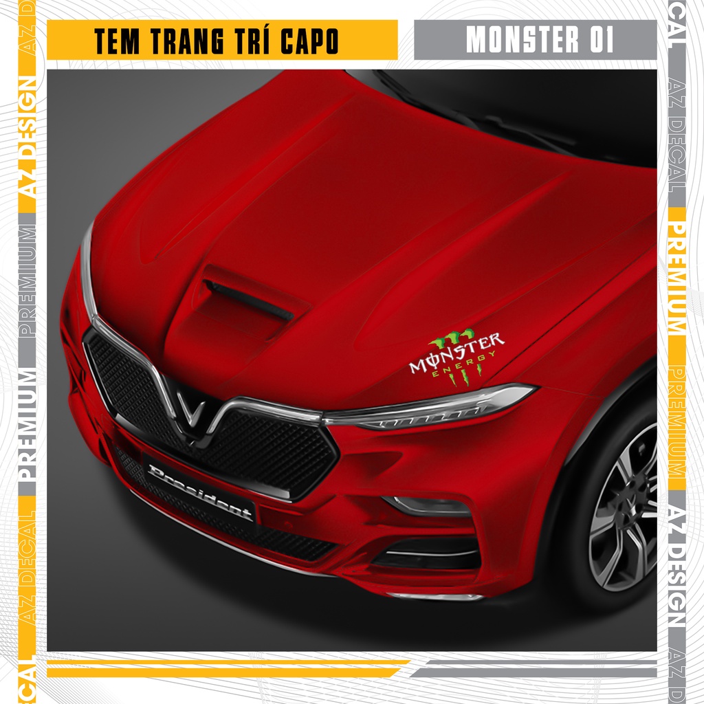 Tem Dán Capo Mẫu Monster Dán Mọi Dòng Xe Ô Tô | CP07 | Decal In Nổi Trang Trí Ô Tô Độ Bền Cao, Dễ Sử Dụng Tại Nhà