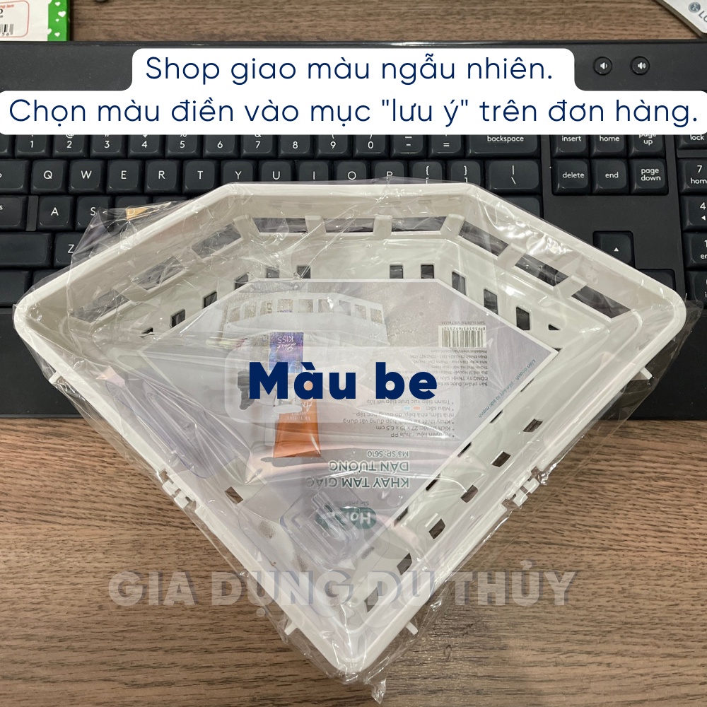 Kệ nhựa dán góc tường nhà tắm, nhà bếp keo dán chắc chắn chịu lực tốt, không đọng nước - KHAY TAM GIÁC DÁN TƯỜNG 5610