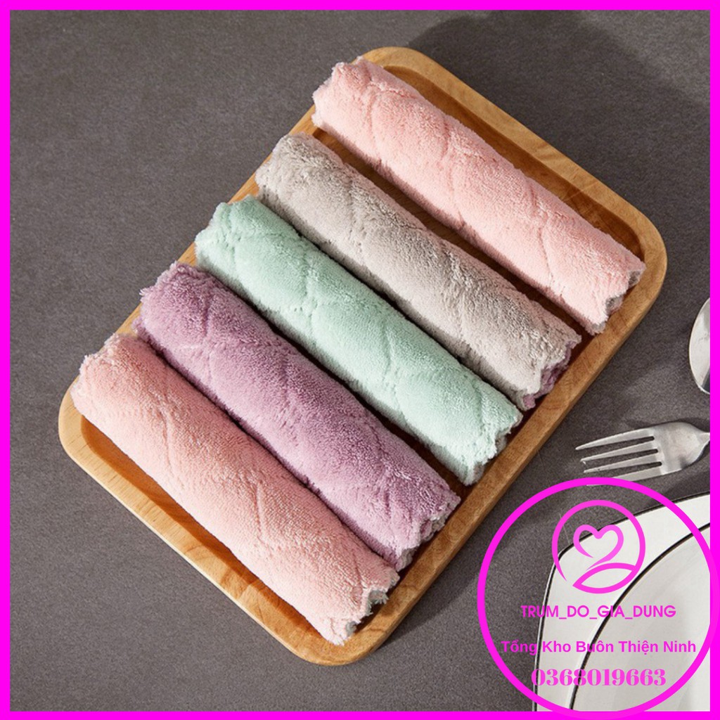 Combo xả 10 khăn lau nhà bếp đa năng, khăn lau vải bông mịn, siêu thấm nước