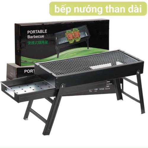 Bếp Nướng Than Hoa Dài Chống Khói Hình Chữ Nhật Portable Barbecue