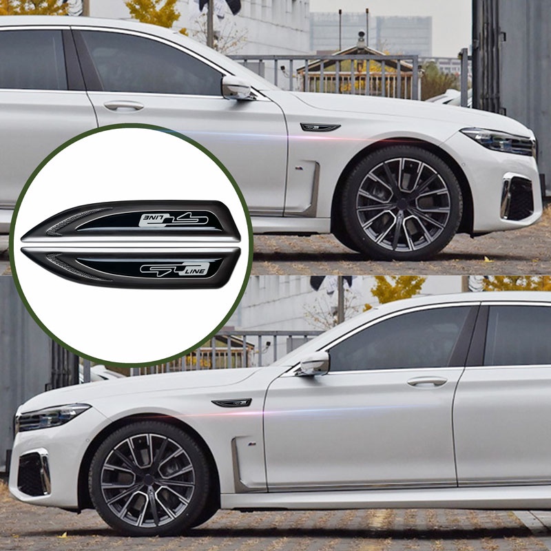 FENDER Set 2 Huy Hiệu Kim Loại 3D GT line Dán Trang Trí Thân Xe Ô Tô Peugeot For Kia Forte Ceed Cerato RIO K3 K5 K9