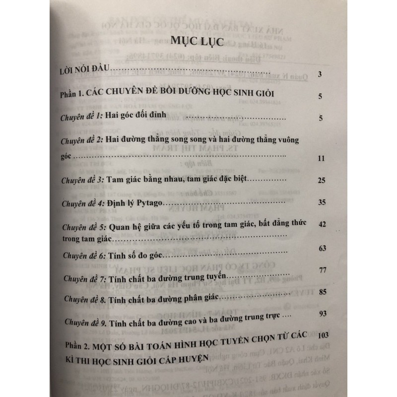 Sách - Tuyển chọn Các chuyên đề bồi dưỡng học sinh giỏi môn Toán Hình học 7