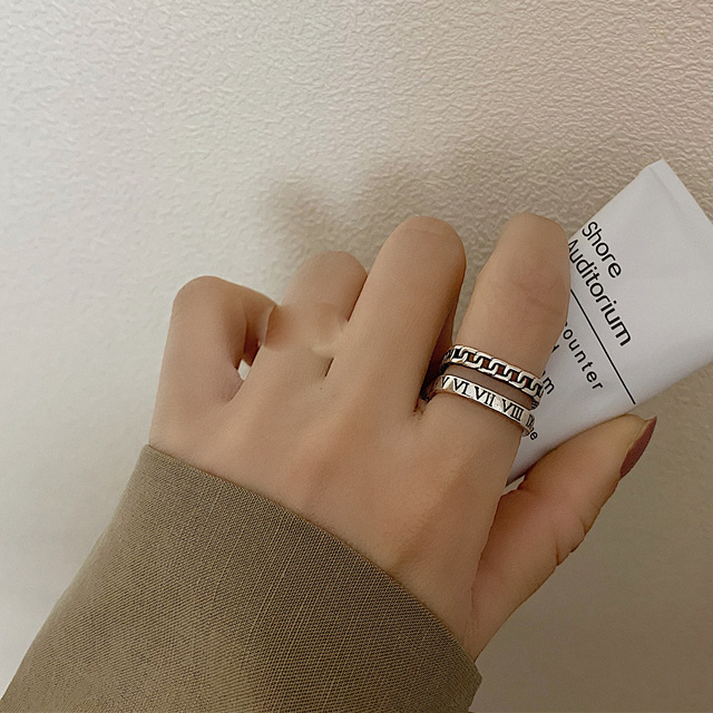 Nhẫn số la mã Nhẫn bạc thái điều chỉnh phong cách Âu Mỹ