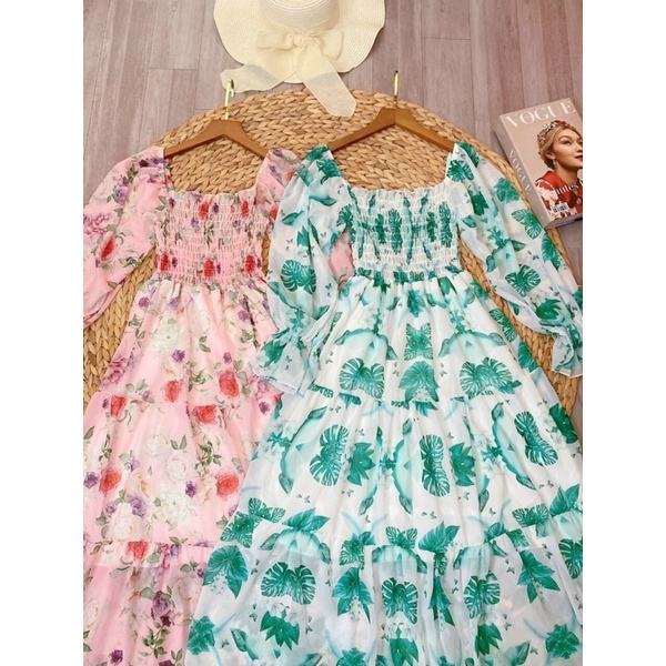 ĐẦM MAXI HOA DÀI TAY VOAN TẦNG🔥FREESHIP🔥 ĐẦM HOA DÀI ĐI BIỂN DU LỊCH CỔ VUÔNG