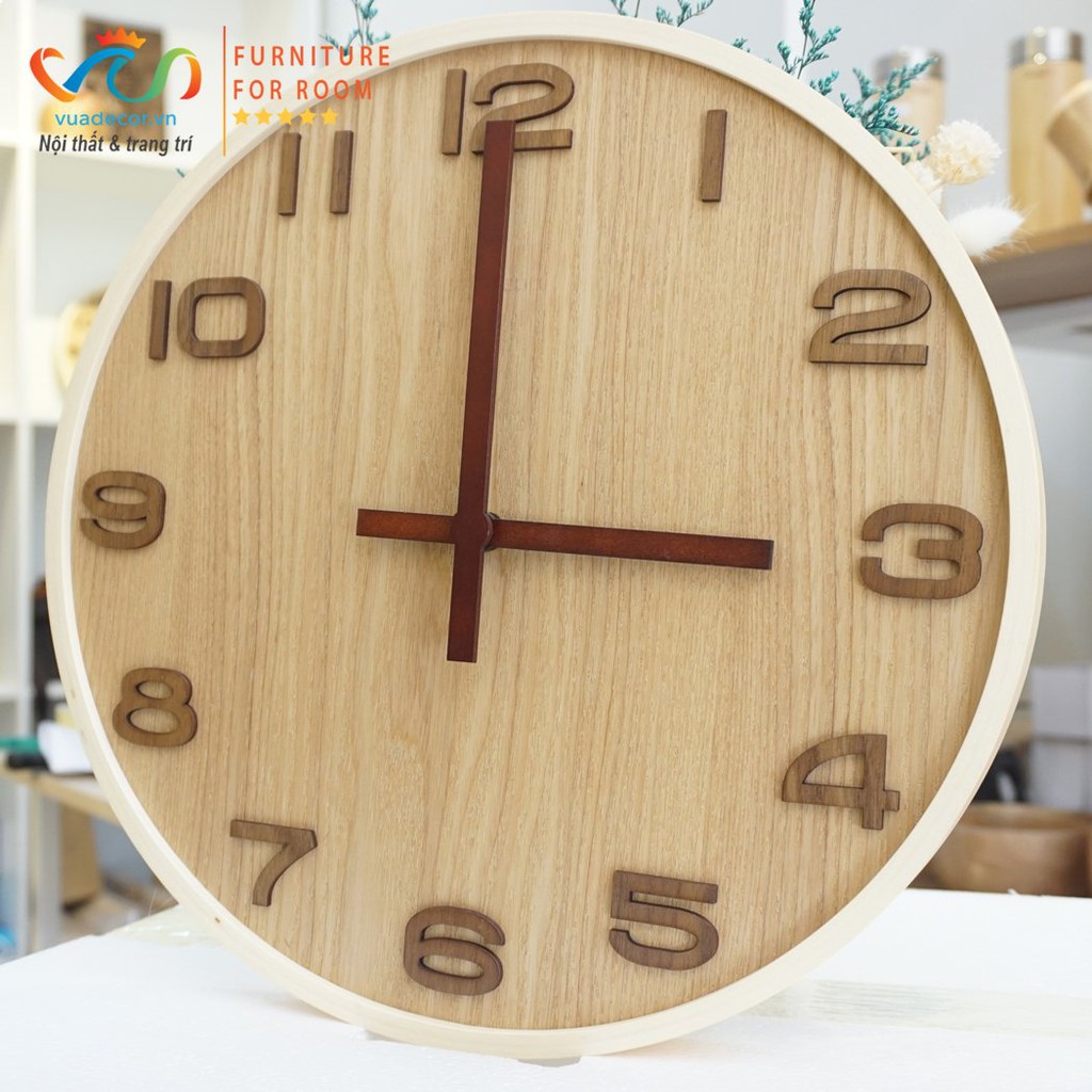 Đồng hồ gỗ treo tường trang trí cao cấp Vuadecor - Wooder Clock - Hàng có sẵn