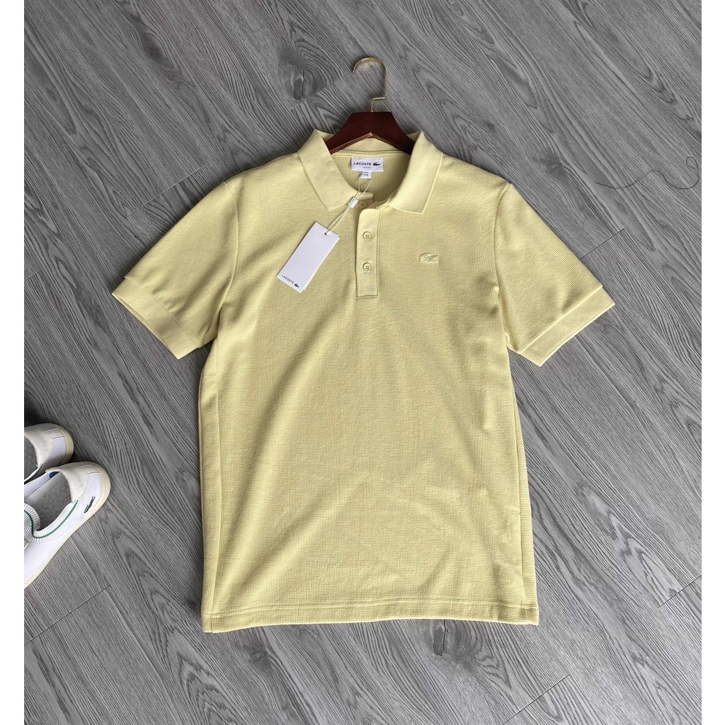 Áo Thun Nam Polo LACOSTE BASIC TRƠN DỆT KIM Made in France Logo cá sấu thêu xanh vải da cá sấu mịn mát cực xịn 4 Màu