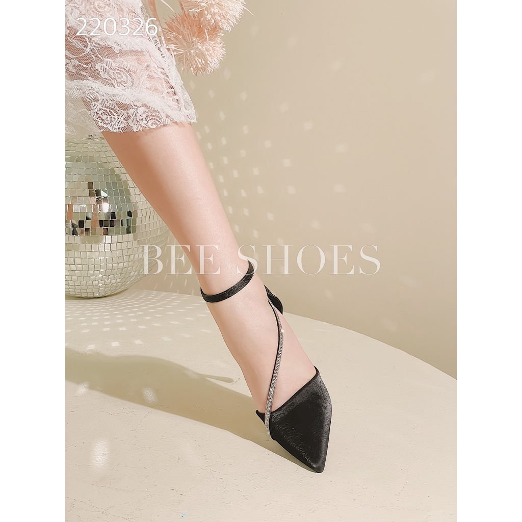 BEESHOES - GIÀY CAO GÓT NỮ MŨI NHỌN  - GIÀY CAO GÓT NỮ GÓT NHỌN CAO 7 PHÂN SẴN MÀU ĐEN - KEM 220326