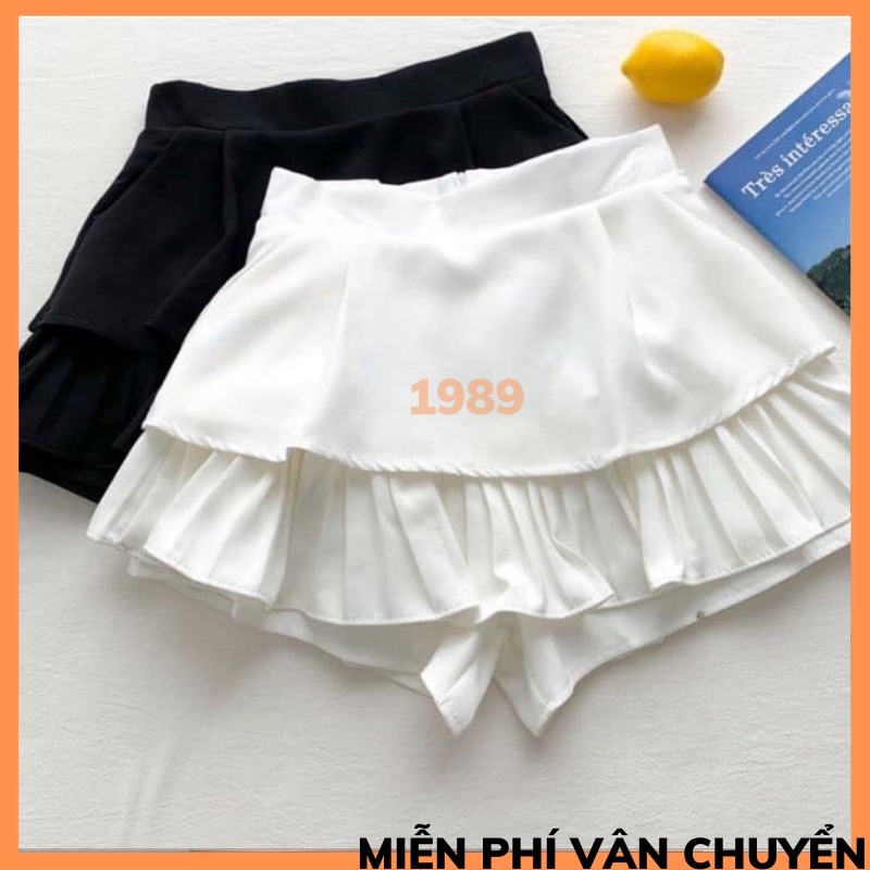Chân Váy Xếp Li 2 Tầng Siêu Hot Có Kèm Quần Trong Như Ảnh Váy Trắng Và Đen THỜI TRANG 1989