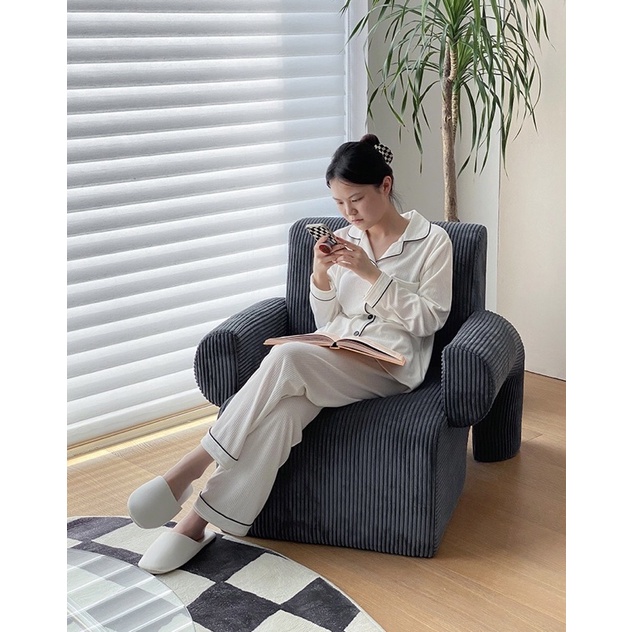 Ghế sofa đơn Lambswool vải nhung nhiều màu phong cách wabi sabi Bắc Âu