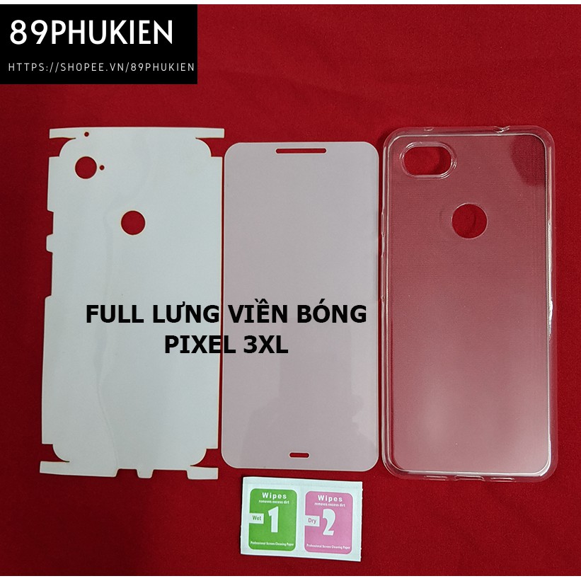 Combo miếng film dán PPF bóng loại xịn phủ full 99% 2 mặt ốp dẻo trong suốt Pixel 3XL