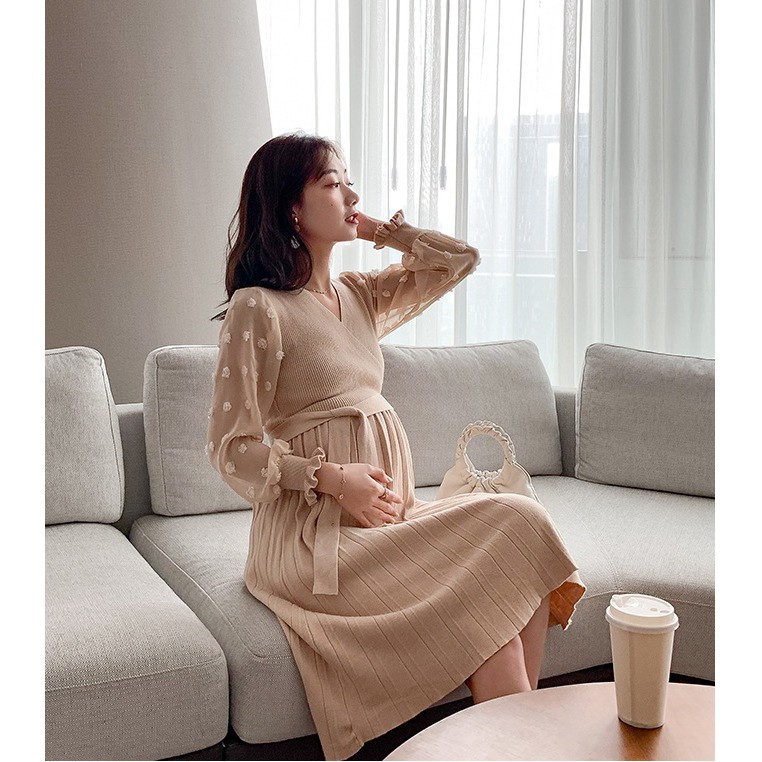 VÁY ĐẦM LEN SUÔNG BẦU - ĐẦM SAU SINH CÔNG SỞ, ĐI TIỆC SANG TRỌNG!