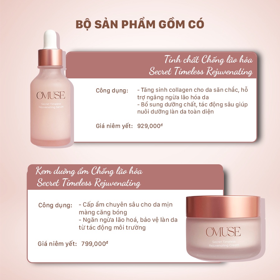 Bộ đôi chống lão hóa chuyên sâu Cream 50ml & Serum OMUSE Secret Timeless 30ml | BigBuy360 - bigbuy360.vn