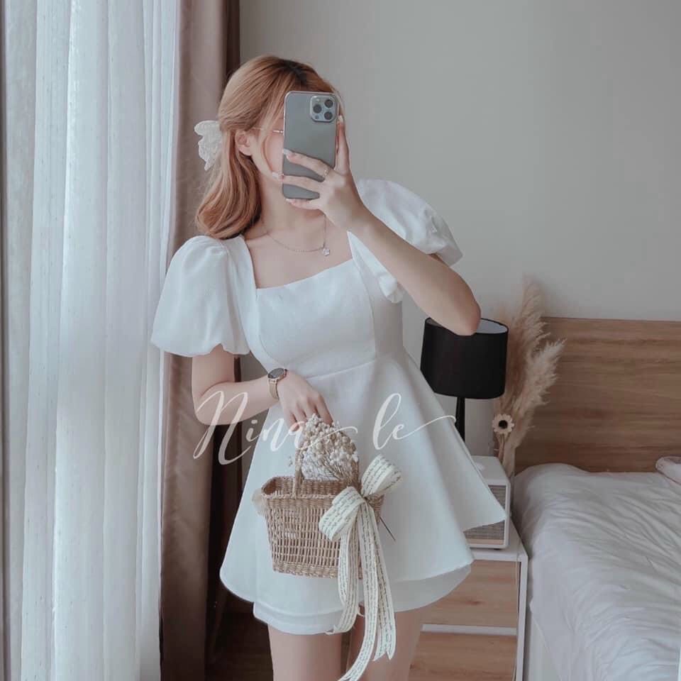 Set bộ tiểu thư nữ, set bộ nữ babydoll, set bộ đùi nữ mặc đi chơi áo cổ vuông tay phồng