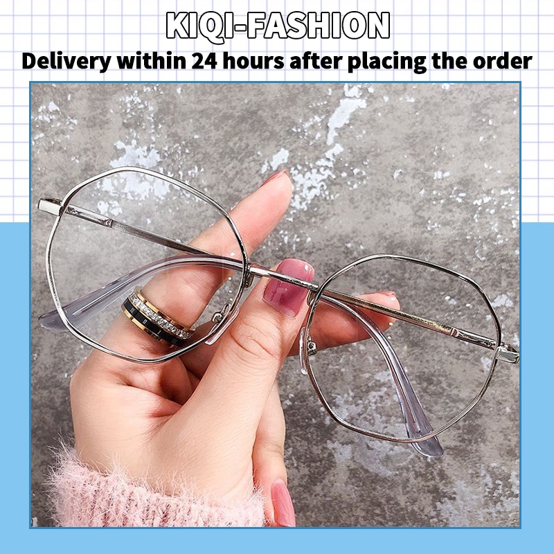 Kính Cận Gọng Vuông Kim Loại Chống Tia Bức Xạ Phong Cách Hàn Quốc Cho Nữ